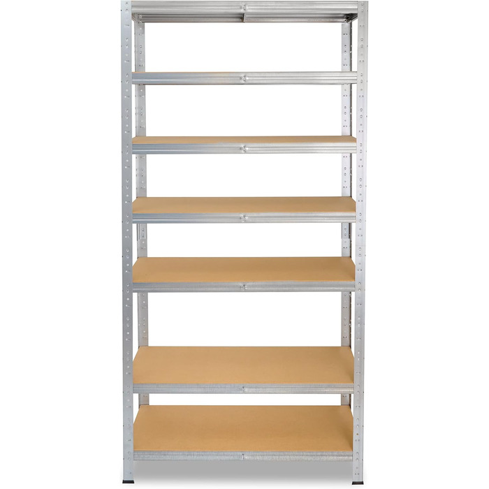 Міцний домашній стелаж, оцинкований/металевий стелаж з 7 полицями/металевий стелаж для підвалу, гаражний стелаж, стелаж для майстерні або стелаж для зберігання/навісний стелаж, металевий, вантажопідйомністю 125 кг, В 200 см / Ш 80 см / Г 60 см, 200x80x60