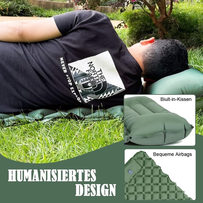 Ультралегкий килимок/надувний матрац для кемпінгу - Самонадувальний кемпінговий матрац (зелений)