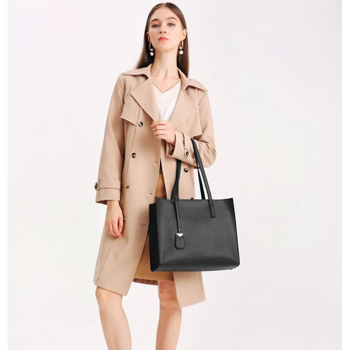 Жіноча сумка MORGLOVE Handbag Жіноча велика сумка шоппер Мода Школа Робота Дозвілля Ручка Сумка на блискавці (A-Black)