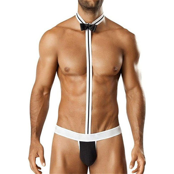 Чоловічі пляжні купальники Creamlin Sexy Mankini Стрінги Офіціант Borat Underwear One Size Black