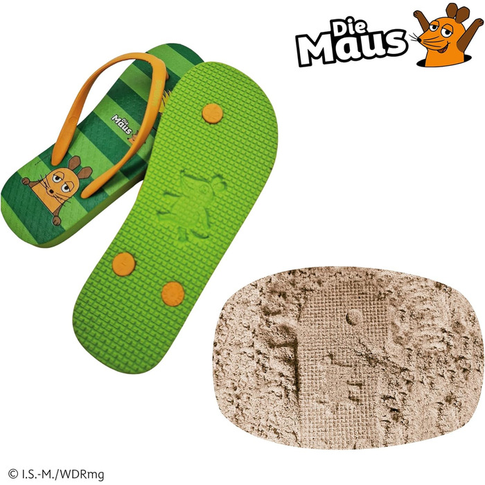 Дитячі шльопанці, сандалі-шльопанці &quotМишка &quotТри друзі&quot&quot, пляжне взуття для літа, відпочинку, піщано-пляжний мотив, капці для купання для дівчаток та хлопчиків, розмір 30-34 (31,5 EU). &quotТри друзі&quot