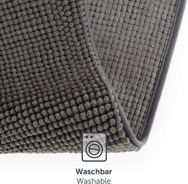 Килимок для ванної Blumtal 60x120 см з високоворсу, шенил - Сертифікований килимок для ванної Oeko-TEX - Килимки для ванної та килимки для ванної - Килимок для душу - Нековзний килимок для ванної, що миється - Великий килимок для ванної - Доріжка для ванн