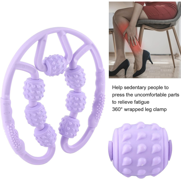 Масажний ролик, U-подібна форма Trigger Point Massage Roller 7 коліс Масажний ролик для литок ніг рук знімає біль у м'язах, знімає біль, скутість і напружені м'язи