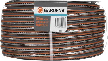 Шланг Gardena Comfort HighFLEX 13 мм (1/2 дюйма), 50 м Садовий шланг з профілем Power-Grip, тиск розриву 30 бар, стабільний за розмірами, стійкий до ультрафіолету, в упаковці (18069-20), сірий/помаранчевий Практичний шланг HighFlex