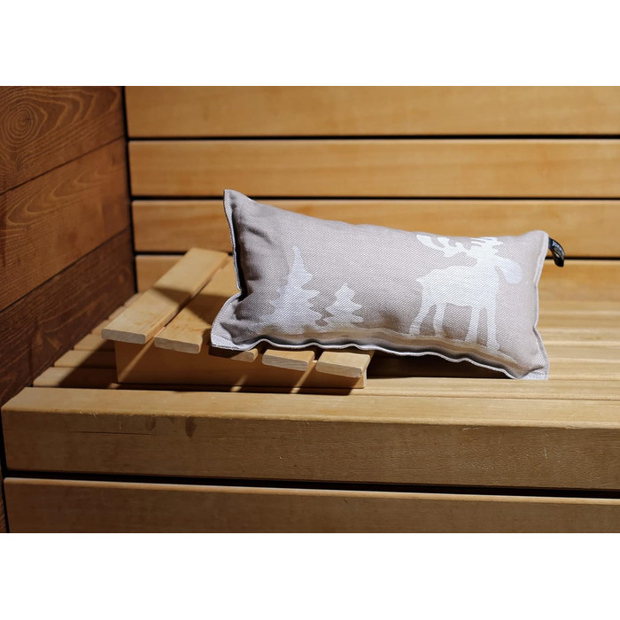 Подушка для сауни, Улюблена подушка, Дорожня подушка Дизайн Лось, бежевий/білий Розміри 40 x 22 см, Льон/Бавовна Не містить шкідливих речовин, сертифікована Oeko-Tex Standard 100 Зроблено у Фінляндії, 1
