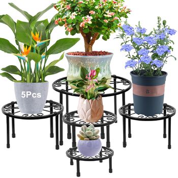 В-1 Набір металевих підставок для квітів Чорний колір Вітальня, Квітковий табурет Садовий для використання в приміщенні та на вулиці, Полиця для квітів Балконна полиця для рослин Декоративна підставка для рослин Приміщення та на вулиці Декор - Різна висот