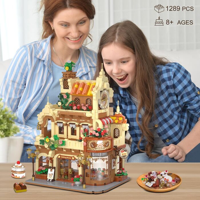 1289 Pieces Bakery Building Construction Toy with Cake Bread Bakery, interlocking Building Blocks Model for Adults Tinegers Children Boys Girls 8-12, 1289 Pieces Bakery Building Construction Toy with Cake Bread Bakery, interlocking Building Blocks Model f