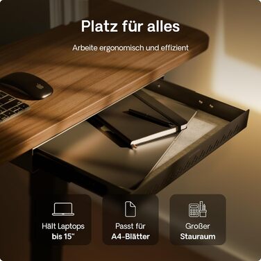 Органайзер для столу Desktronic, коробка для зберігання під столом, стіл для офісу, школи, домашнього офісу, канцелярське приладдя, металева шухляда, прихована шухляда (чорний)