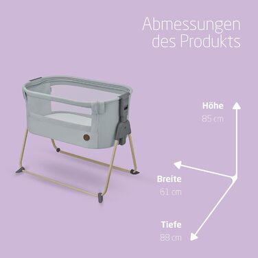 Ліжечко-тумбочка Maxi-Cosi Tori 2-в-1, ліжечко, від 0 до приблизно 6 місяців, 0-9 кг, компактно складається, легка, 5 регулювань висоти, портативне ліжечко-тумбочка з дихаючою сітчастою тканиною, колір Beyond Grey