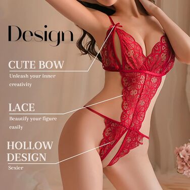 Сексуальний комплект білизни з підв’язками OhYeahLady, відкритий, великі розміри, червоний