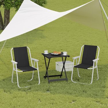 Складаний кемпінговий стіл WOLTU, алюмінієвий садовий стіл, балконний стіл, розкладний стіл, бічний столик для саду, патіо, балкону, 50,5 x 59,5 x 47 см (Ш x В x Г), чорний