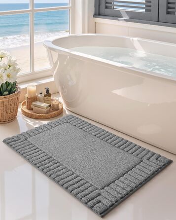 КОЛІР І ГЕОМЕТРІЯ Нековзні килимки для ванної, що миються, абсорбуючі килимки для ванної, м&39який килимок для ванної кімнати, килимок для ванної кімнати на підлогу, душ, ванну, пральню, темно-сірий, 40 x 60 см (прямокутний)