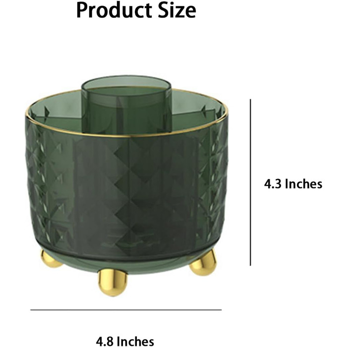 Тримач для пензлика для макіяжу Terafeels 8104 з кришкою, обертається на 360 градусів, пилонепроникний, органайзер для пензликів для макіяжу, зберігання косметики для туалетного столика та ванної кімнати