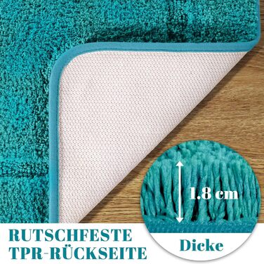 Килимок для ванної, комплект із 2 предметів, м&39який килимок для ванної з мікрофібри, нековзний та водопоглинаючий, килимок для ванної 53x86 см та килимок для туалету 50x50 см, бірюзовий, однотонний (Getaway Solids) 50 x 50 53 x 86 см