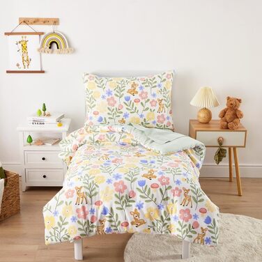 Комплект дитячої постільної білизни для дівчаток, 4-компонентний, м'який комплект постільної білизни для дитячого ліжечка з ковдро
