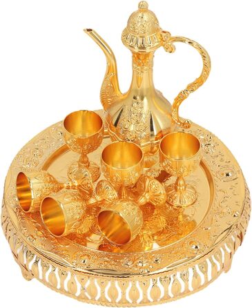 Арамокс Вінтажний чайний сервіз, сплав цинку, елегантний дизайн, ретро-набір для вина, для декору дому, святкових обідів та сімейних зустрічей