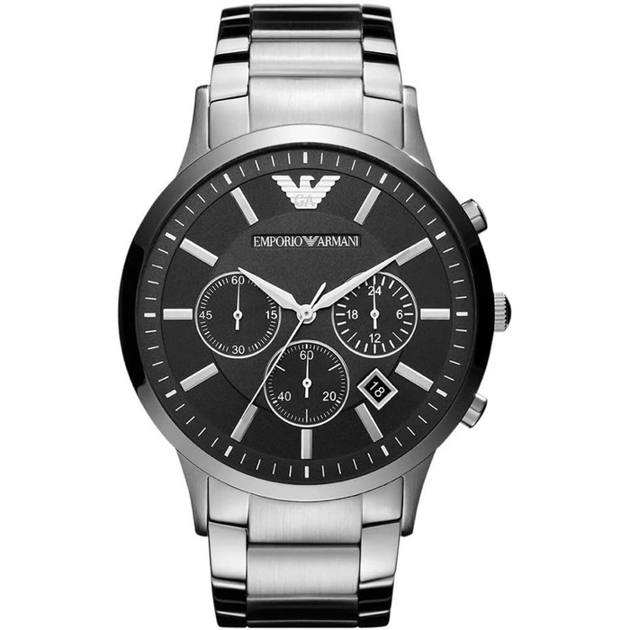 Чоловічий годинник Emporio Armani Chronograph з нержавіючої сталі 2T темний / сріблястий