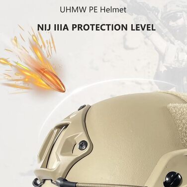 Тактичний шолом TS TAC-SKY Fast Mich 2000 PE Military NIJ IIIA High Cut, балістичний, з бронепробивною підкладкою, FAST-RG XL