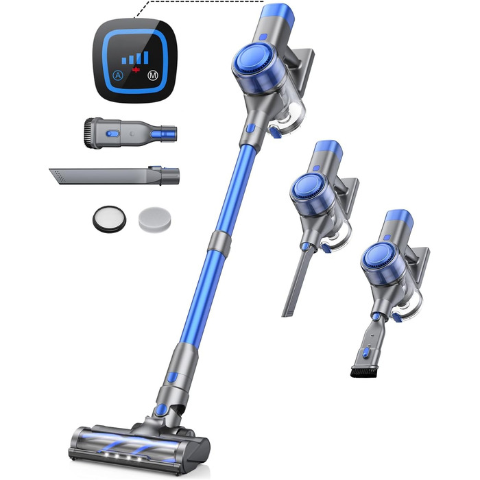 Акумуляторний пилосос 450 Вт/38000 па з настінною зарядною станцією та автоматичним режимом і світлодіодним сенсорним екраном, аку