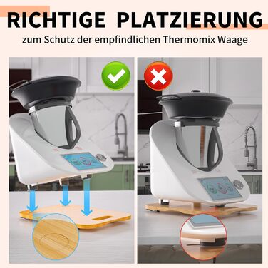 Розсувна дошка Thermomix для Monsieur Cuisine Smart виготовлена з бамбука та універсальних коліс на дні та гумових ніжках для легкого переміщення без пошкодження ваг, 6 TM5