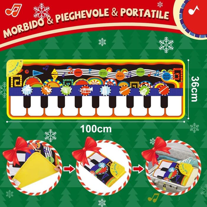 Килимок для піаніно, танцювальні килимки Килимок для піаніно Музичний килимок для дітей, 5 режимів 8 інструментів Звуки Іграшка Му