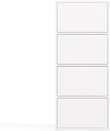 Комод CDF, шафа, висока шафа з 4 дверцятами та полицями - ІДЕАЛЬНО ДЛЯ ВІТАЛЬНІ - КОМПАКТНИЙ ТА СУЧАСНИЙ СТІЙКИЙ ТА УНІВЕРСАЛЬНИЙ Білий