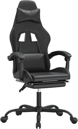 Геймерське крісло з функцією відкидання спинки, чорна штучна шкіра, 57,5 x 59,5 x 121-131 см, для покращеного ігрового досвіду, модель 3143862