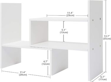Книжкова полиця Hossejoy, регульована окремостояча книжкова полиця, тримач для книг, розширювана дерев&39яна окремостояча полиця для офісу, вітальні (білий колір)