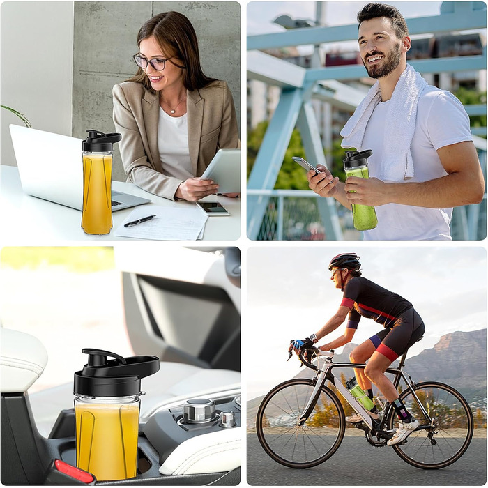 Блендер, 500 Вт міні-блендер та смузі-мейкер з пляшками 2х600 мл без вмісту BPA Tritan, портативний блендер смузі-мейкер з нержаві