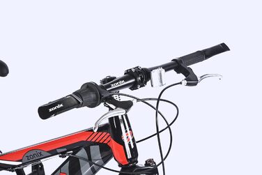 Дюймовий дитячий гірський велосипед для хлопчиків та дівчаток 7-швидкісні передачі Shimano передні та задні дискові гальма амортизаційна вилка міцна сталева рама дитячий велосипед, червоний, 20-