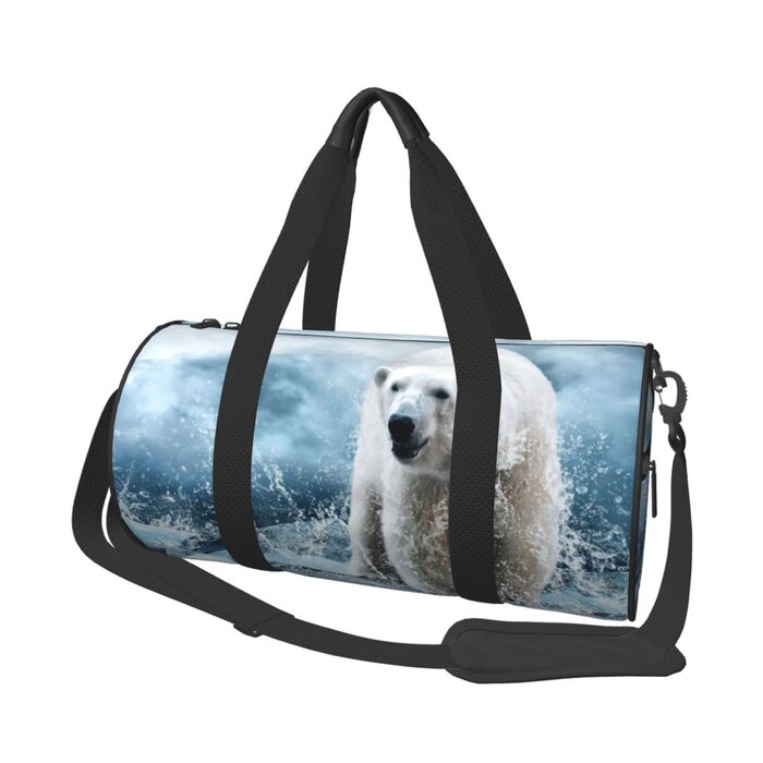 Біла спортивна сумка-мішок з кумедним малюнком білого ведмедя, дорожня сумка для чоловіків та жінок, сумка для подорожей та спорту