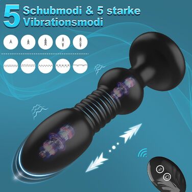 Анальний вібратор YICOCO для чоловіків, 5 режимів вібрації та 5 режимів поштовху, з пультом