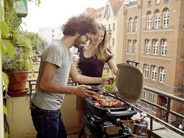 Газове барбекю Weber Q1000, поверхня гриля 43 x 32 см, портативний гриль-барбекю, 1 конфорка, 2-секційна порцелянова емальована ли