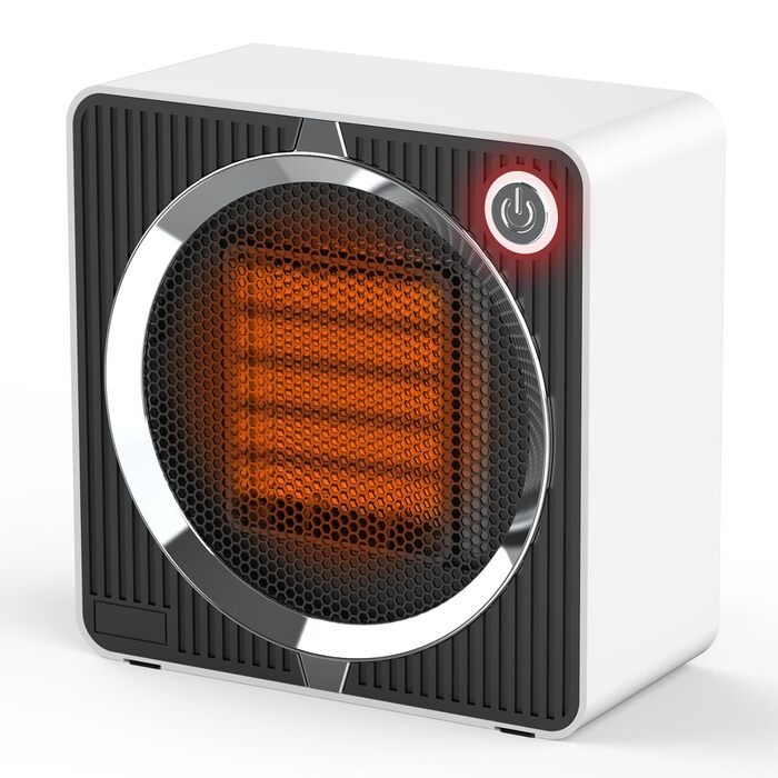 Енергозберігаючий вентилятор-обігрівач потужністю 500 Вт, портативний керамічний електричний обігрівач PTC, безшумний енергозберігаючий вентилятор-обігрівач, швидкий нагрів, із захистом від перегріву та перекидання для офісу/дому, білий колір, 500 Вт, біл