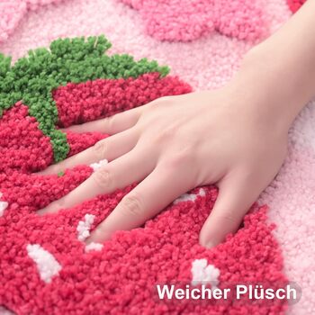 Рожевий килимок для ванної кімнати з полуницею, нековзний килимок для ванної, що миється, барвистий килимок для ванної, м&39який килимок для душу з мікрофібри, абсорбуючий килимок для ванної кімнати 50 x 80 см (прямокутний), рожевий