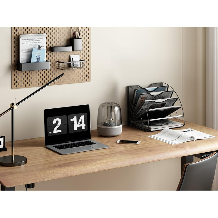 Відділення віялоподібний металевий офісний органайзер A4 Тримач для документів Лоток для файлів Тримач для журналів Лоток для листів Органайзер для паперових журналів, чорний, 6-