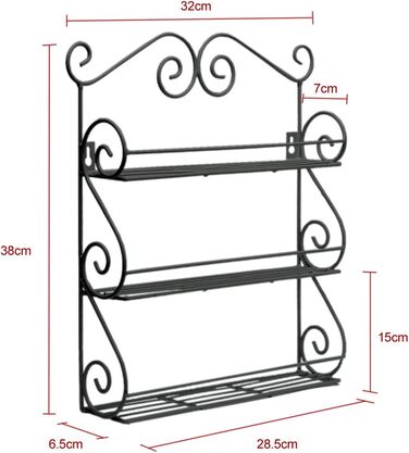 Поличка для спецій, кухонна полиця, драбина для спецій, металева з 3 ярусами, органайзер для спецій, настінна полиця, кухонна полиця, тримач для спецій, кухонний органайзер, компактний, настінні полиці для шаф та ванних кімнат (чорні)