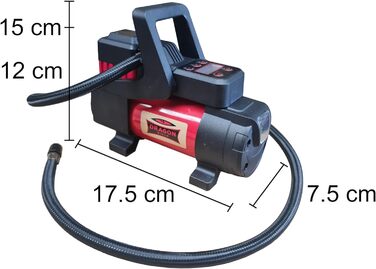 Компресор лебідки DRAGON зі світлодіодом 12 В 10,3 БАР / 150 PSI з продуктивністю 60 л/хв вбудований манометр, спіральний шланг з клапанним наконечником, сумка для транспортування, 3 змінні наконечники (10,3 БАР - 35 л/хв)