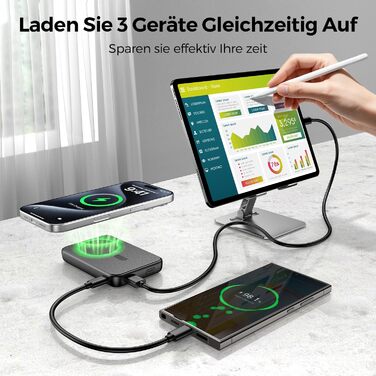 Зовнішній зарядний пристрій MagSafe, магнітний зовнішній зарядний пристрій ємністю 12000 мАг з PD 22,5 Вт, бездротовий зарядний пристрій зі швидкою зарядкою, входом та виходом Type-C, світлодіодним індикатором для iPhone серії 17/16/15/14/13/12/Pro/Pro Ma