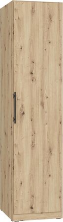 Багатофункціональна шафа Forte CADIXO 50, кутова шафа в скандинавському стилі, 1 дверцята, інженерна деревина, коридор/вітальня/спальня, декор з дуба ручної роботи, 51,2 см завширшки x 212,9 см заввишки x 58,9 см завглибшки