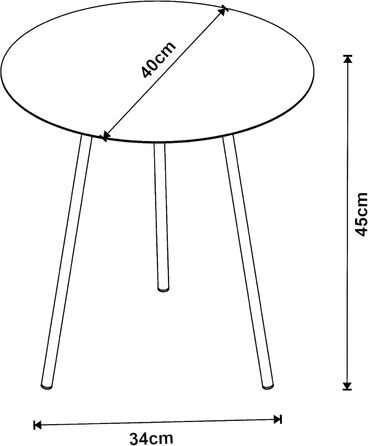 Журнальний столик Sula, круглий декоративний столик, журнальний столик, тумбочка, металевий столик для вітальні з 3 ніжками, 45xØ40см, чорний