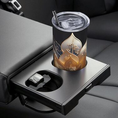 Кухоль з прямою трубочкою, 590 мл, білий, ніжний принт квітки лотоса, дорожній кухоль, підходить для кемпінгу, офісу та дому