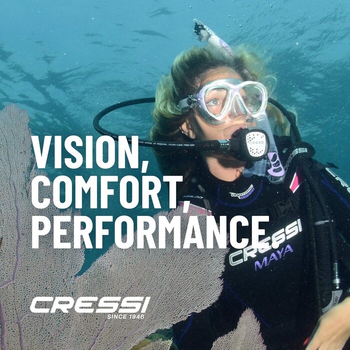 Маска для підводного плавання Cressi Big Eyes Evolution - Окуляри для дайвінгу для дорослих - Мінімальний внутрішній об&39єм - Набір швидкорегульованих пряжок, прозорий/жовтий