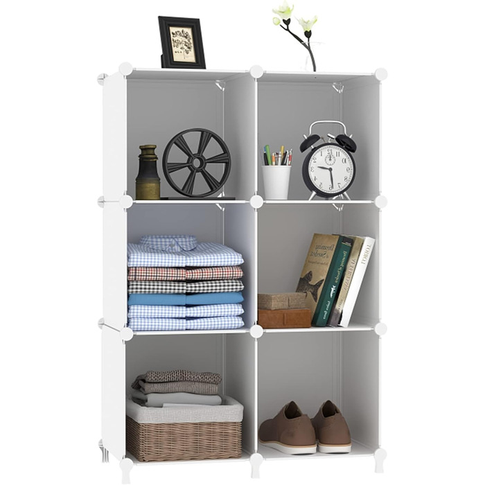 Органайзер для зберігання AWTATOS у формі куба, 6 кубічних полиць з дерев&39яним молотком, шафа своїми руками, модульна полиця для зберігання, книжкова полиця, пластик, квадратна, полиця для дому, спальня, білий