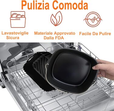 Аксесуари для фритюрниці 22 см Набір із 13 предметів, аксесуари для квадратної фритюрниці з антипригарним покриттям без бісфенолу А з силіконовою формою, сумісні з COSORI Princess Innsky Uten KLAMER Tefal 5.5 л, 5.6 л 6.5 л фритюрниці Фритюрниця