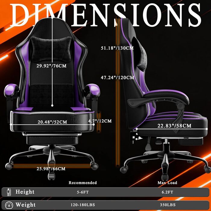Ергономічне офісне крісло, крісло для домашнього офісу з регульованим підголівником, комп&39ютерне крісло з високою спинкою, колесами та сталевими ніжками (фіолетове)