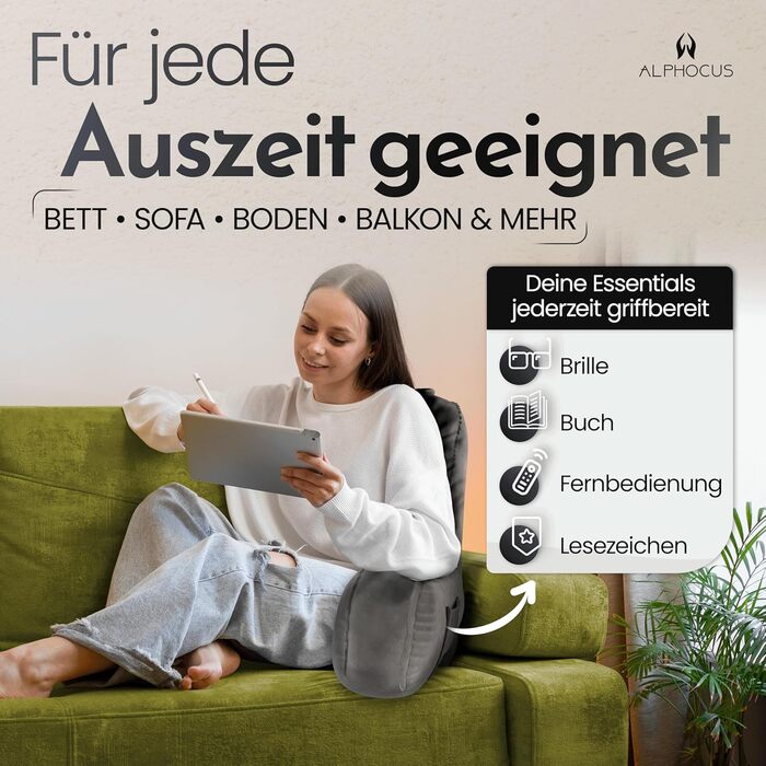 Подушка для спинки ліжка з інтегрованою подушкою з вишневих кісточок - подушка для читання 2 в 1, подушка з підігрівом, ергономічна подушка для спини - подушка у формі книги для комфорту та відпочинку