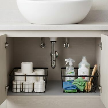 Кухонні металеві дротяні кошики, кошик для зберігання, дротяний кошик з ручками, для зберігання продуктів, органайзер, побутовий холодильник для шаф, комори, ванної кімнати, чорний, 4 предмети. Чорний, 4 шт., новий, малий