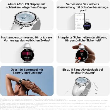 Розумний годинник XIAOMI Watch S4 41 мм корпус з нержавіючої сталі, надлегкий, понад 150 спортивних режимів, точне прогнозування менструального циклу, функція екстреного виклику, фтореластомерний ремінець, чорний