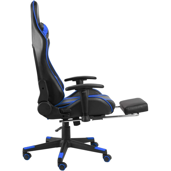 Геймерське крісло з підставкою для ніг, обертове, синій ПВХ, для дорослих, крісло для ПК, ігрове